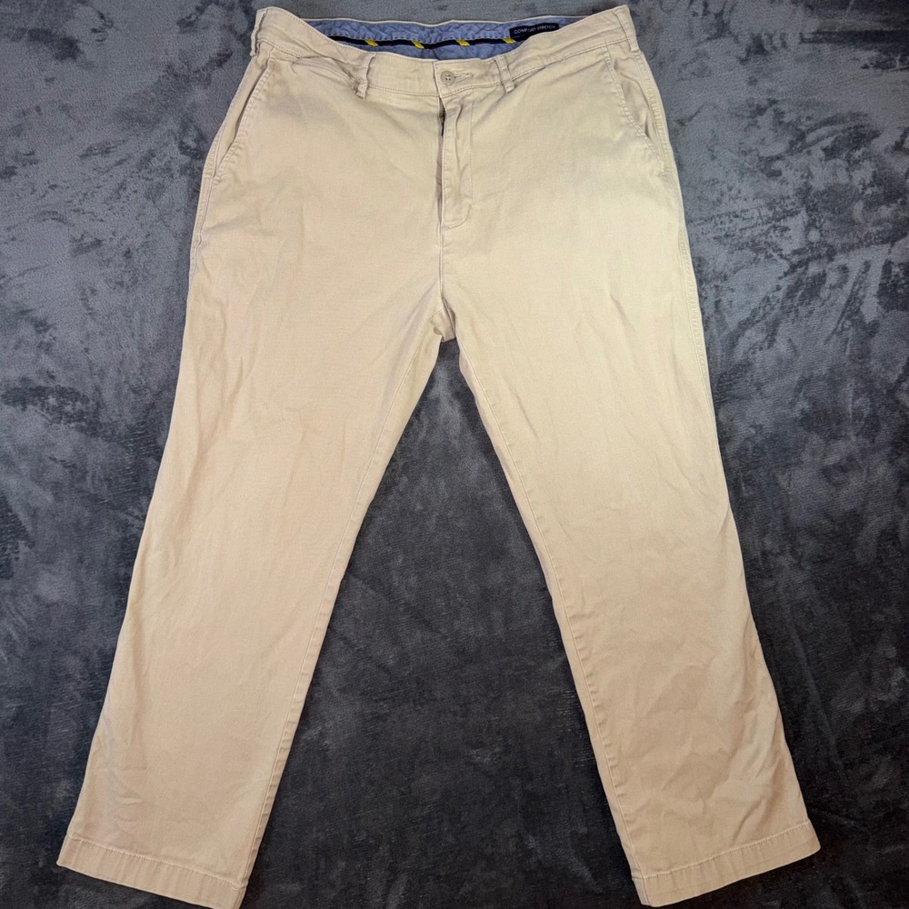 Mens 35x30 Cremieux Chino Pants Khaki Excellent Comfort Stretch Cotton Lyocell